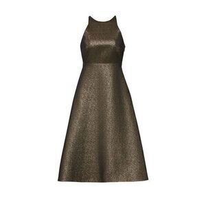 HALSTON Gold Glitter Bow Back Dress Size 2R